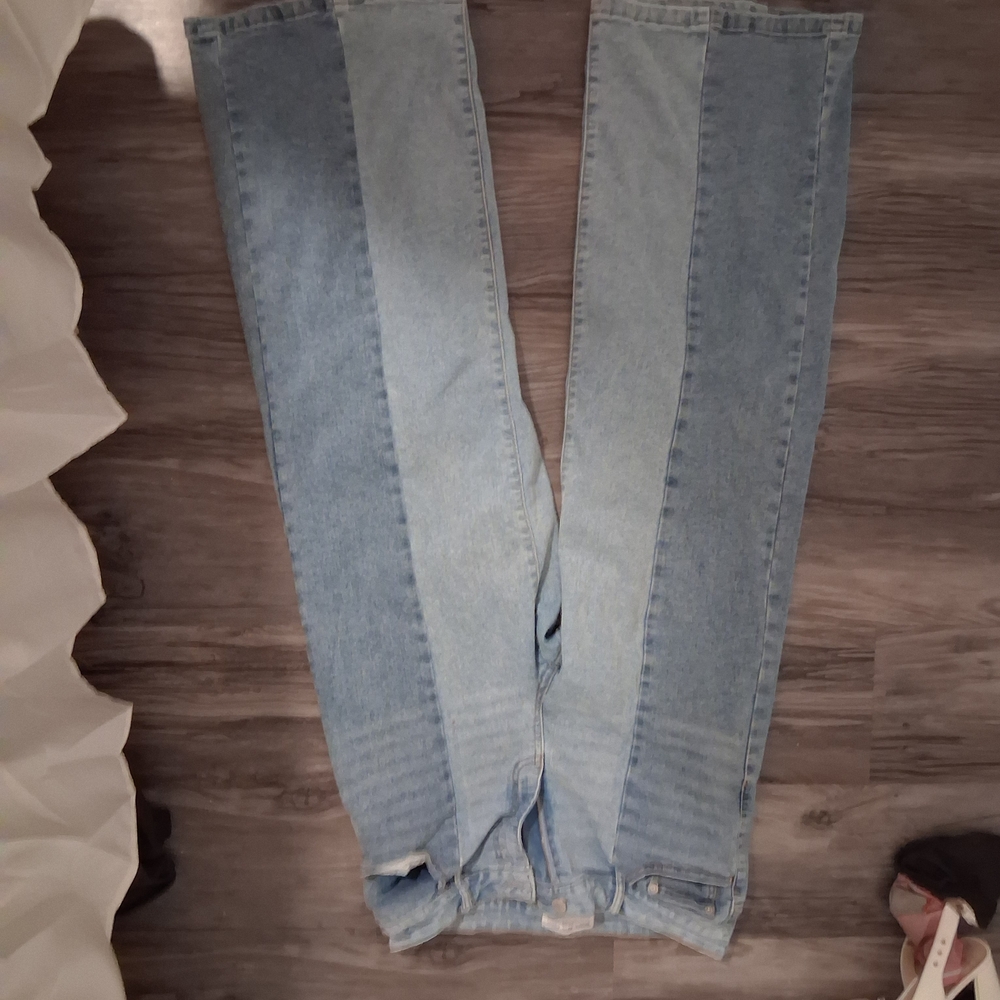 Marc New York Two-Tone Light and Medium Blue Wide-Leg Jeans
